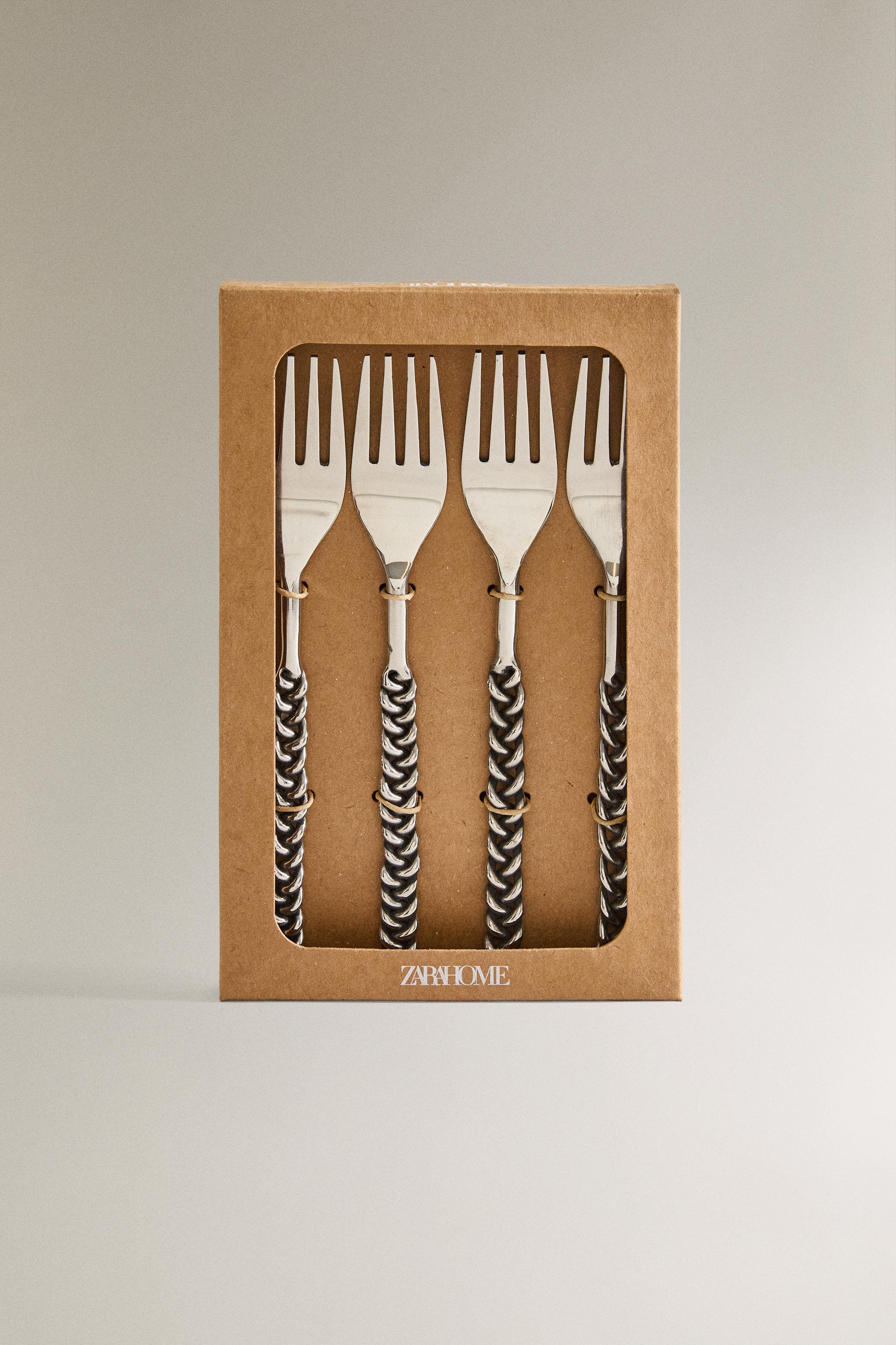 PACK OF DESSERT FORKS WITH BRAIDED METAL HANDLES (PACK OF 4)